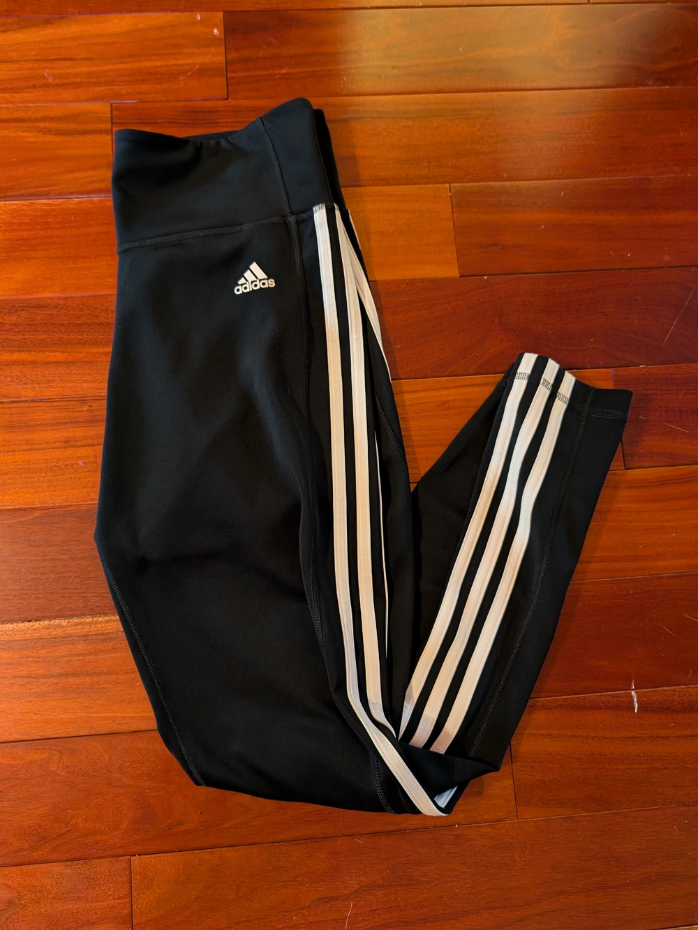 adidas Women's Black Leggings with White Stripes